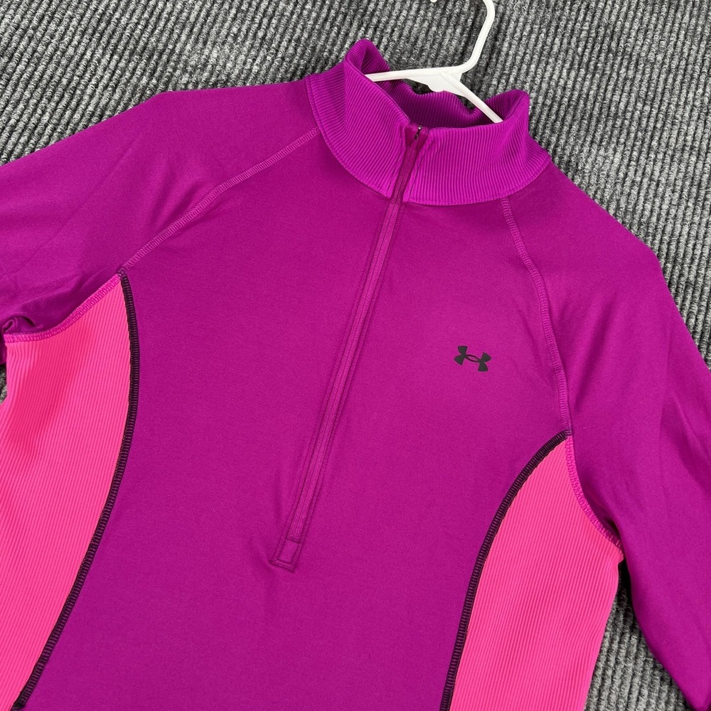 Under Armour Pullover Womens Medium Purple‎ Pink Quarter Zip Fitted Thumbholes